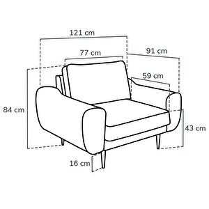 Klem Tekli Koltuk Large Ahşap Ayak - Keten