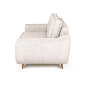 Klem Loveseat Ahşap Ayak - Fitilli Kadife Kemik