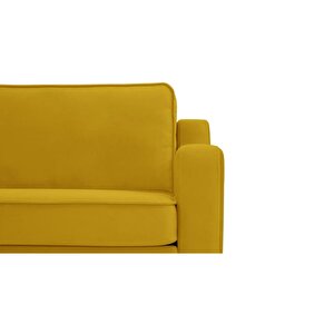 Klem Slim Tekli Koltuk Large Ahşap Ayak - Kadife Hardal