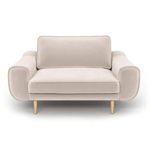 Klem Loveseat Ahşap Ayak - Kadife Ekru