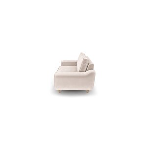 Klem Loveseat Ahşap Ayak - Kadife Ekru