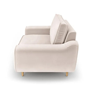 Klem Loveseat Ahşap Ayak - Kadife Ekru