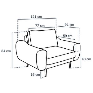 Klem Tekli Koltuk Large Ahşap Ayak - Kadife