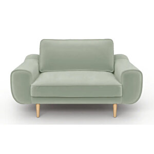 Klem Loveseat Ahşap Ayak - Kadife Çağla Yeşili