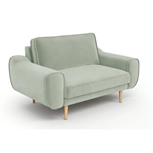 Klem Loveseat Ahşap Ayak - Kadife Çağla Yeşili