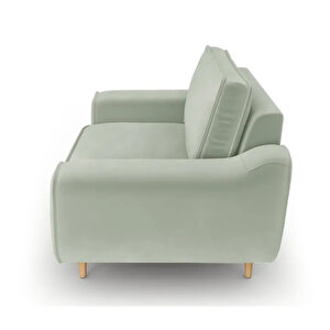 Klem Loveseat Ahşap Ayak - Kadife Çağla Yeşili