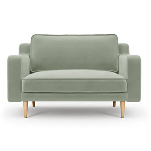 Klem Slim Loveseat Ahşap Ayak - Kadife Çağla Yeşili