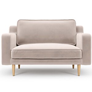 Klem Slim Loveseat Ahşap Ayak - Kadife Ekru