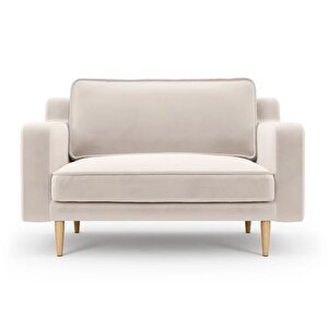 Klem Slim Loveseat Ahşap Ayak - Kadife Vanilya