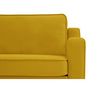 Klem Slim Loveseat Ahşap Ayak - Kadife Hardal