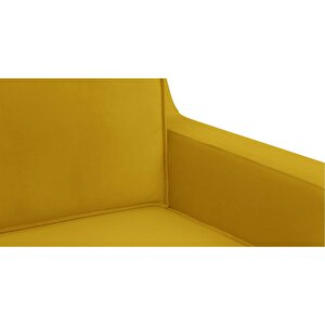 Klem Slim Loveseat Ahşap Ayak - Kadife Hardal