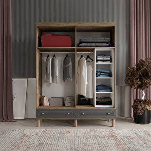 Soho Antrasit 4 Kapak Gardırop Tamamı Mdf