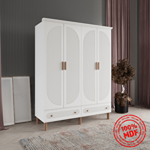 Soho Beyaz 4 Kapak Gardırop Tamamı Mdf