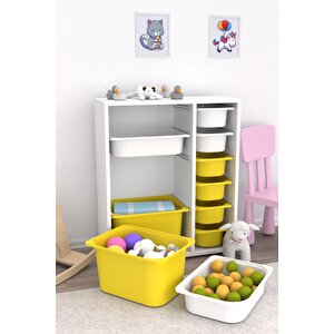 Zen 10 Sepetli Çok Amaçlı Oyuncak Dolabı Sarı Beyaz 2d2k6u
