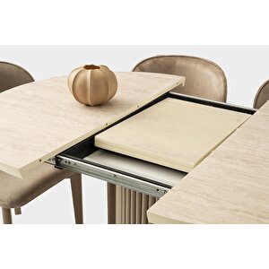 Yuvarlak Açılır Hilton Mdf Masa Ahşap Gürgen Nergis Sandalye Takım Cappicino
