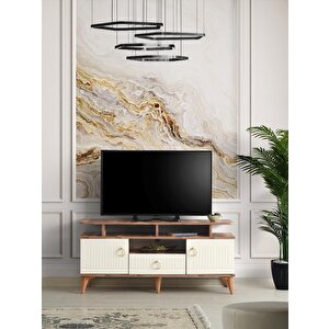 110 Cm Mdf Mebran Kapak Rafli Tv Sehpasi Pasi̇fi̇k Cevi̇z - Krem