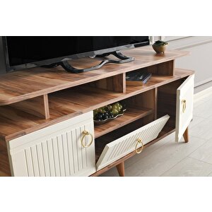 110 Cm Mdf Mebran Kapak Rafli Tv Sehpasi Pasi̇fi̇k Cevi̇z - Krem