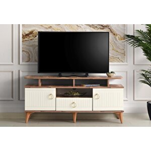 110 Cm Mdf Mebran Kapak Rafli Tv Sehpasi Pasi̇fi̇k Cevi̇z - Krem