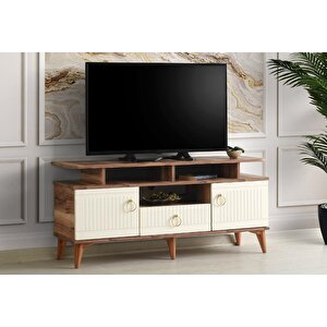 110 Cm Mdf Mebran Kapak Rafli Tv Sehpasi Pasi̇fi̇k Cevi̇z - Krem