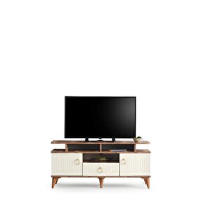 110 Cm Mdf Mebran Kapak Rafli Tv Sehpasi Pasi̇fi̇k Cevi̇z - Krem