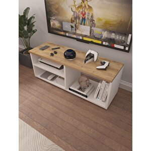 Tiny Tek Raflı 3 Gözlü Sonomo Beyaz Tv Ünitesi