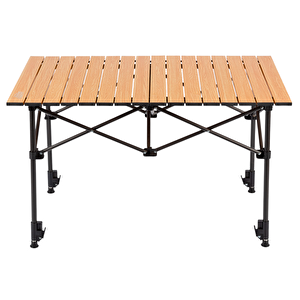Falcon Katlanabilir Teleskopik Ayaklı Alüminyum Kamp Masası-(95x55x56-96cm) Ahşap Desen