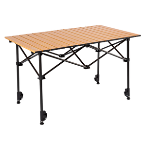 Falcon Katlanabilir Teleskopik Ayaklı Alüminyum Kamp Masası-(95x55x56-96cm) Ahşap Desen