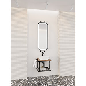 Onika 55 Cm Beyaz Lavabolu Banyo Dolabı - Grt Led Aynalı