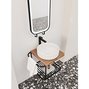Onika 55 Cm Beyaz Lavabolu Banyo Dolabı - Grt Led Aynalı