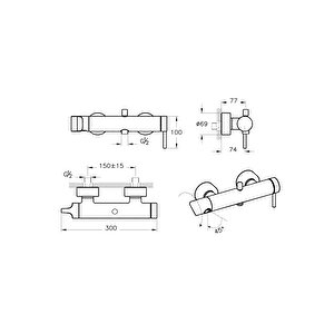 Vitra Origin A4261936wtc Banyo Bataryası, Mat Siyah