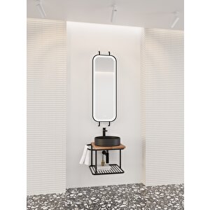 Onika 55 Cm Siyah Lavabolu Banyo Dolabı - Grt Led Aynalı