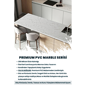 Technojet Kendinden Yapışkanlı Mermer Desen Premium Zemin Mutfak Duvar Dolap Masa Kaplama 60cmx100cm