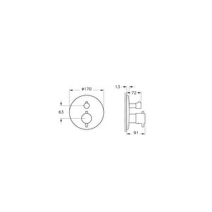 Root Round A4334836 Ankastre Termostatik Duş Bataryası, Mat Siyah