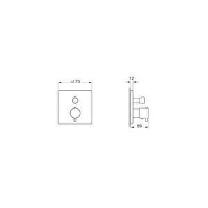 Root Square A43268 Ankastre Termostatik Banyo Bataryası, Krom