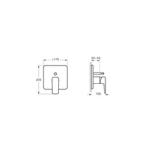 Root Square A4282834 Ankastre Banyo Bataryası, Fırçalı Nikel