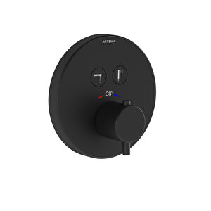 Aquaheat A4271836 Round Ankastre Termostatik Banyo Bataryası, Mat Siyah