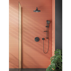 Aquaheat A4271836 Round Ankastre Termostatik Banyo Bataryası, Mat Siyah