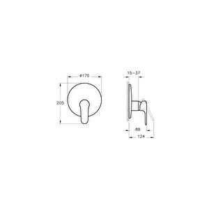 Root Round A4282929 Ankastre Duş Bataryası, Soft Bakır