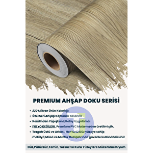 Technojet Kendinden Yapışkanlı Doğal Ahşap Dokulu Duvar Dolap Masa Mutfak Tezgah Kaplama 60cmx300cm