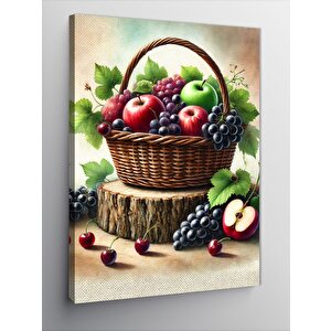 Kanvas Tablo Meyve Sepeti Ve Üzümler 50x70 cm