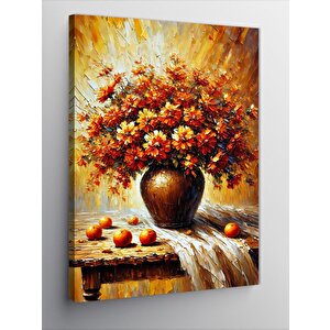 Kanvas Tablo Vazoda Çiçek Ve Meyve Tasarımı 100x140 cm