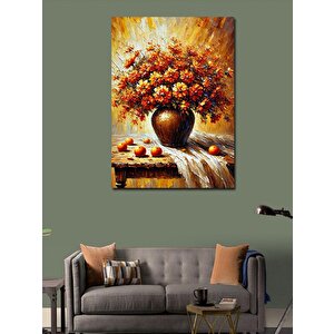 Kanvas Tablo Vazoda Çiçek Ve Meyve Tasarımı 100x140 cm