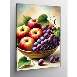 Kanvas Tablo Meyve Ve Üzüm Kasesi 50x70 cm