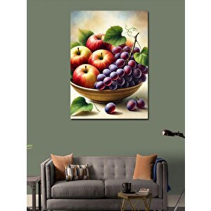 Kanvas Tablo Meyve Ve Üzüm Kasesi 50x70 cm