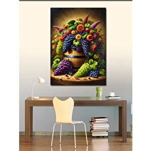 Kanvas Tablo Meyve Sepeti Ve Üzümler 100x140 cm