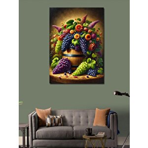 Kanvas Tablo Meyve Sepeti Ve Üzümler 100x140 cm