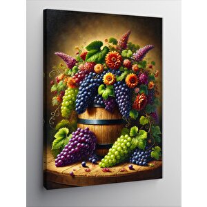 Kanvas Tablo Meyve Sepeti Ve Üzümler 70x100 cm