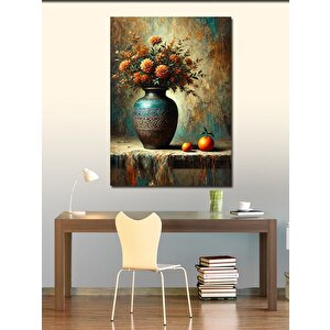 Kanvas Tablo Vazoda Çiçekler Ve Meyve 100x140 cm