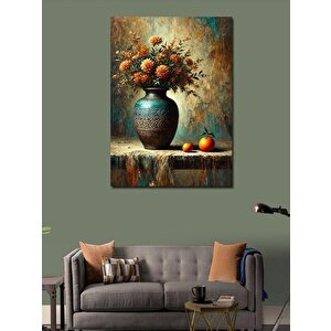 Kanvas Tablo Vazoda Çiçekler Ve Meyve 100x140 cm