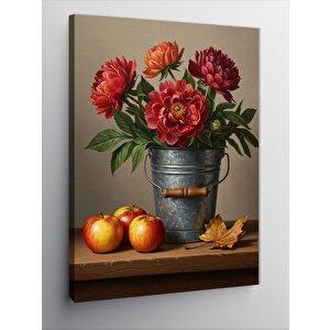Kanvas Tablo Vazoda Çiçek Ve Meyve Tasarımı 50x70 cm